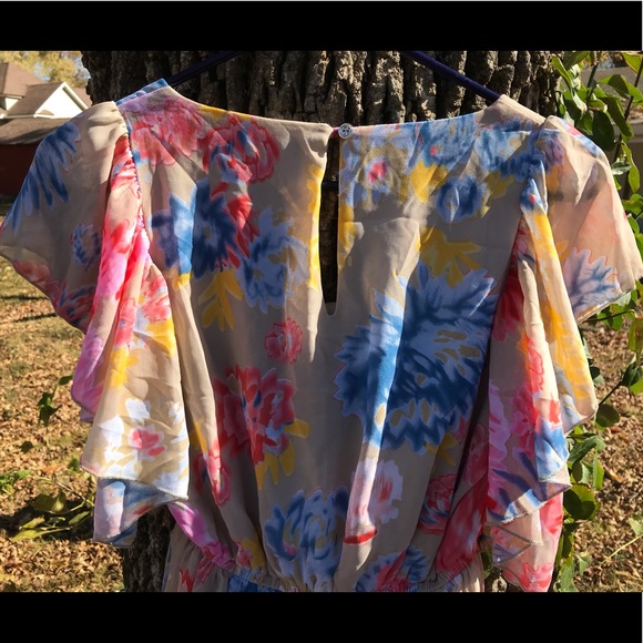 Margo & Sebastian floral flutter sleeve dress - Picture 10 of 13